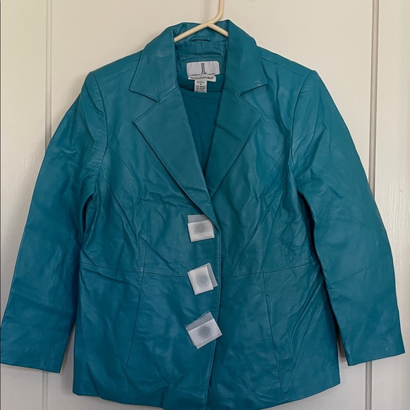 Jessica London Jackets & Blazers - Vintage Teal Women's Leather Jacket with matching shell
